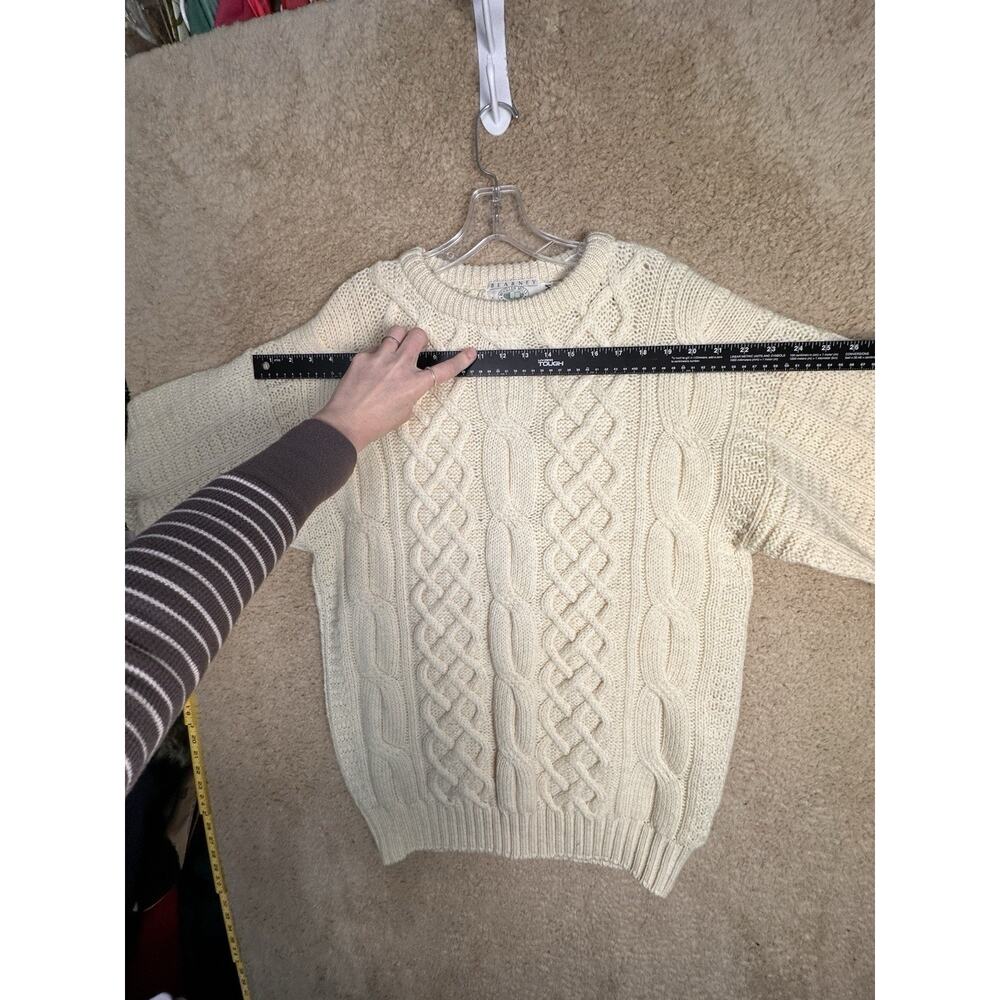 Classic Cream Fisherman Cable Knit Sweater 100% Wool - Picture 12 of 14